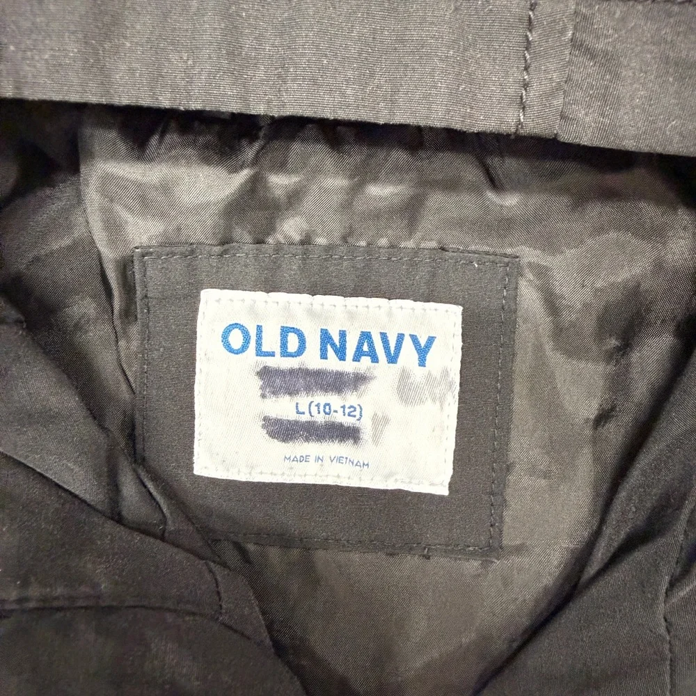 Old Navy Windbreaker Hooded Jacket Black Boys L‎ 10-12 Full Zip
